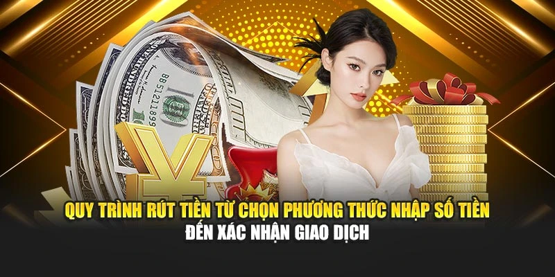 Quy trình rút tiền từ chọn phương thức nhập số tiền đến xác nhận giao dịch